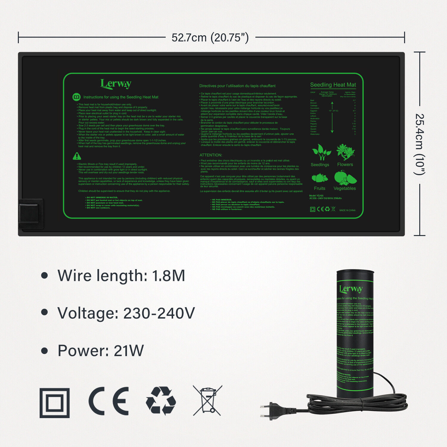 LERWAY 21W Zaailing Verwarming - Reptile Heating Mat recensie en prijs